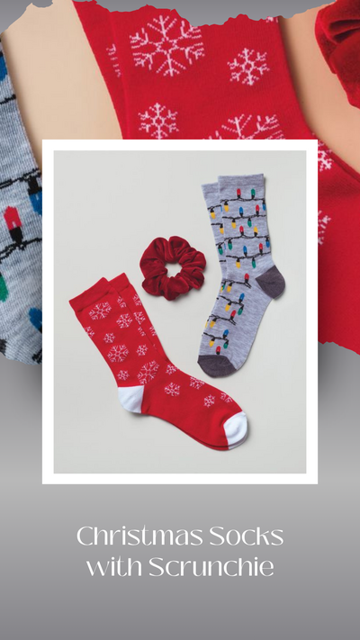 Christmas Socks with Scrunchie - FINAL SALE