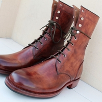Crafted Leather Handmade Brown Leather Military Style Jodhpur Boot - Thumbnail 1