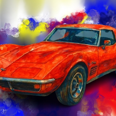 Classic 1960s corvette sting ray abstract art print