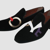 Crafted Leather Classic Men Black Suede Leather Loafers Dress Shoes - Thumbnail 1