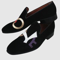 Crafted Leather Classic Men Black Suede Leather Loafers Dress Shoes - Thumbnail 2