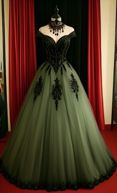 Chic A-line Tulle Prom Dresses With Lace