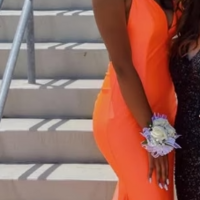 Sexy Orange Open Back Mermaid Long Prom Dresses - Thumbnail 1