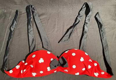 Disney Minnie Mouse Polka Dot Print Bikini Swim Suit Top bottoms Hot Topic Sz S