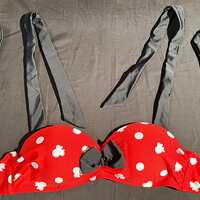 Disney Minnie Mouse Polka Dot Print Bikini Swim Suit Top bottoms Hot Topic Sz S - Thumbnail 3
