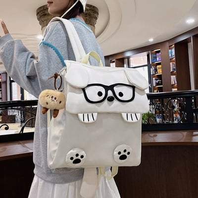 Cute bespectacled dog backpack