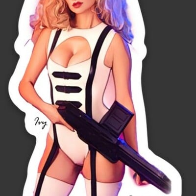 Barbarella 1.68″ × 3″ die cut sticker