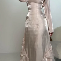 Elegant A Line Straps Pleated Ruffles Long Prom Dresses - Thumbnail 1