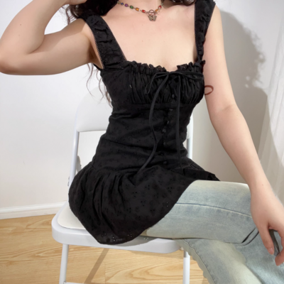 Drawstring single breasted bodycon slip dress