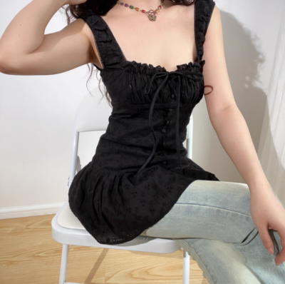 Drawstring Single Breasted Bodycon Slip Dress