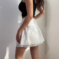 Retro patchwork ruffle lace elastic waist skirt - Thumbnail 5