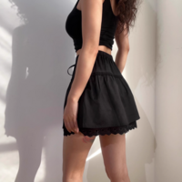 Retro patchwork ruffle lace elastic waist skirt - Thumbnail 6