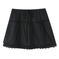 Retro patchwork ruffle lace elastic waist skirt - Thumbnail 2