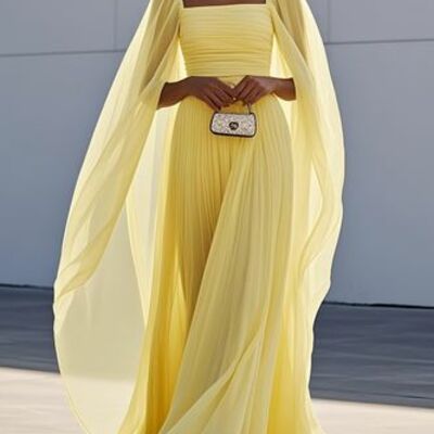 Yellow chiffon prom dresses chiffon evening gowns formal party gowns