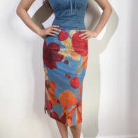 High waist printed skirt, feminine and fashionable hip-hugging long skirt - Thumbnail 3