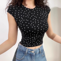 Simple basic polka dot round neck short sleeves - Thumbnail 2