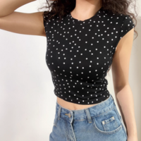Simple basic polka dot round neck short sleeves - Thumbnail 3