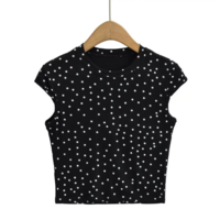 Simple basic polka dot round neck short sleeves - Thumbnail 4