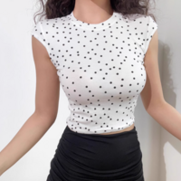 Simple basic polka dot round neck short sleeves - Thumbnail 2