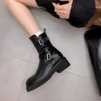 Washed calfskin leather platform ankle boots 2 colors - Thumbnail 2