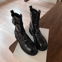 Washed calfskin leather platform ankle boots 2 colors - Thumbnail 3