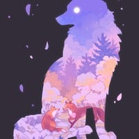 Animal Silhouette - Fox (black background) - Thumbnail 1