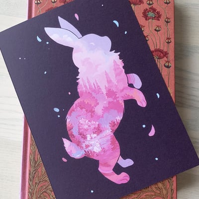 Animal silhouette - rabbit (black background)