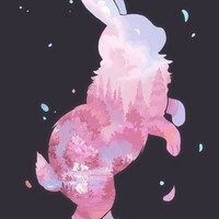 Animal Silhouette - Rabbit (black background) - Thumbnail 1