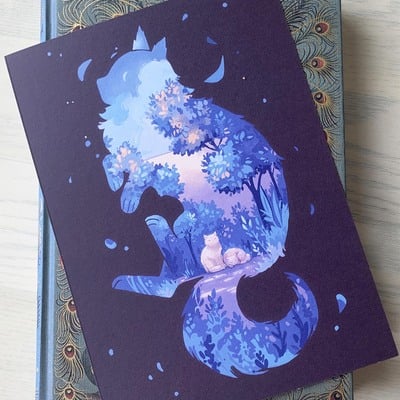 Animal silhouette - cat (black background)