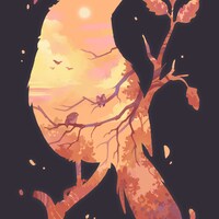 Animal Silhouette - Bird (black background) - Thumbnail 1