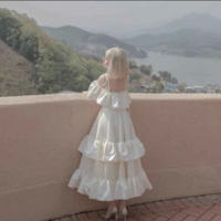 Beautiful Straps White Tea Length Prom Dress With Ruffles - Thumbnail 2