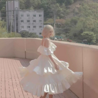 Beautiful Straps White Tea Length Prom Dress With Ruffles - Thumbnail 1