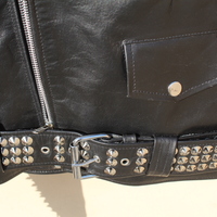 Crafted Leather Women Punk Style Studded Leather Jacket Large Spike Sliver Studs - Thumbnail 3