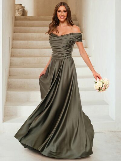 Elegant A Line Off the Shoulder Mother Of The Bride/ Groom Dresses Formal Evening Dress