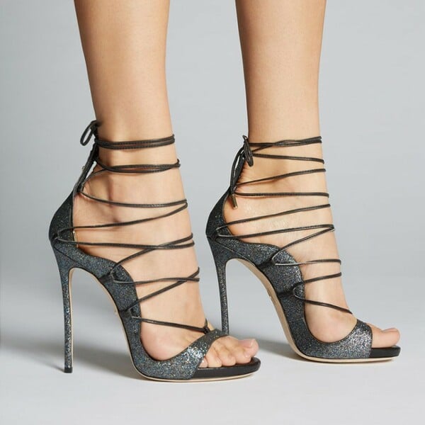 Women's lace-up high heel sandals 2 colors