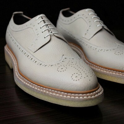 Crafted leather handmade men genuine grain leather oxford dress shoes - Thumbnail 2