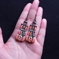 Pumpkin Snowman Clay Earrings - Thumbnail 5