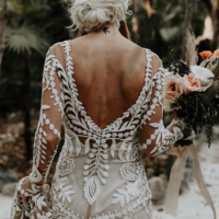 Chic Bohemian V Back Lace Wedding Dresses Bridal Gowns - Thumbnail 2