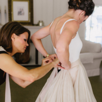 Scoop Low Back Prom Dresses Bridal Gown with Beaded Waist Band  - Thumbnail 1