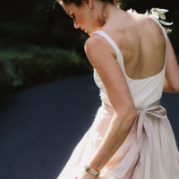 Scoop Low Back Prom Dresses Bridal Gown with Beaded Waist Band  - Thumbnail 2