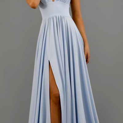 Elegant v-neck sleeveless long prom dress - Thumbnail 1
