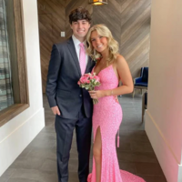 Elegant Mermaid Pink Sequin Long Split Prom Dresses - Thumbnail 1