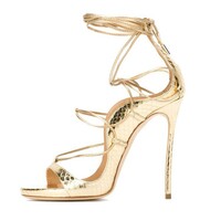 Women's lace-up high heel sandals 2 colors - Thumbnail 2