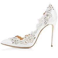 Women's hollow pointed toe patent leather shoes 2 colors - Thumbnail 4