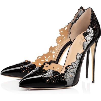 Women's hollow pointed toe patent leather shoes 2 colors