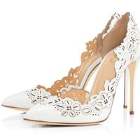 Women's hollow pointed toe patent leather shoes 2 colors - Thumbnail 5