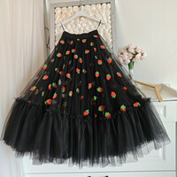 Romantic Tulle Midi Skirt Holiday Outfit Women Black Midi Tulle Skirt Wedding Party Skirt Plus Size Custom - Thumbnail 2