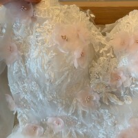 White Tulle Floral Wedding Dresses with Long Sleeve Ball Gown Lace Applique Off-Shoulder vestido de noiva 3D Flowers Bride Dress - Thumbnail 8