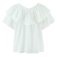 Retro style lace stitching sweet ruffle loose top shirt - Thumbnail 4