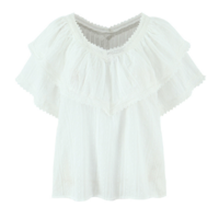 Retro style lace stitching sweet ruffle loose top shirt - Thumbnail 5